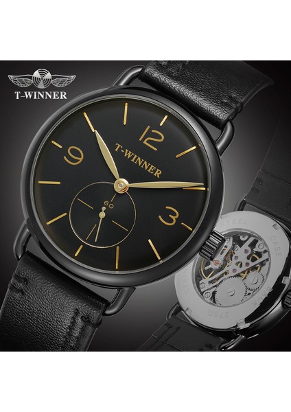 Stil 10 T-Kazanan Basit Rüzgar Çift Ekran Boyutu Daire Mekanik Saat Siyah ve Beyaz Yuvarlak Bilek Kayışı Saat (Yurt Dışından) fiyatları