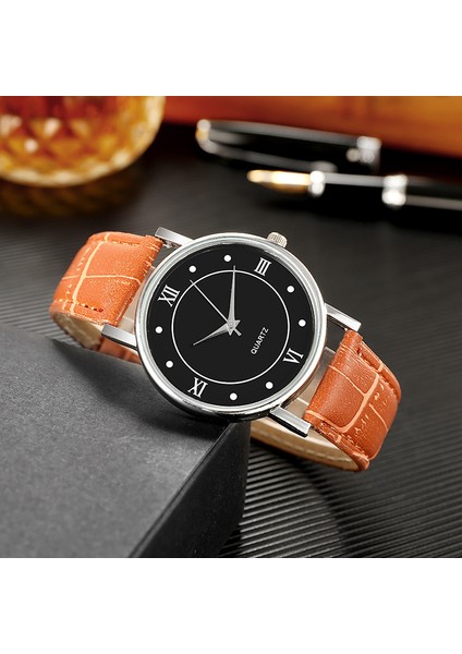 Siyah Siyah Modern Moda Siyah Kuvars Erkek Saatler Gelgit Marka Deri Kayış Büyük Arama Erkek Lüks Rahat Iş Saati Relojes Hombre (Yurt Dışından)