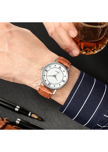 Siyah Siyah Modern Moda Siyah Kuvars Erkek Saatler Gelgit Marka Deri Kayış Büyük Arama Erkek Lüks Rahat Iş Saati Relojes Hombre (Yurt Dışından)
