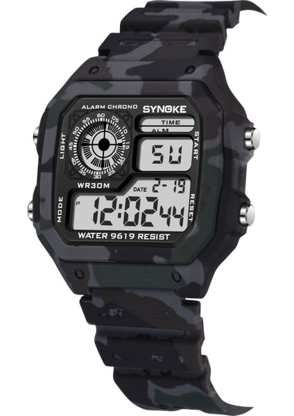 Kamuflaj Gri Synoke Spor Izle Erkekler Su Geçirmez Kamuflaj Askeri Saatler Erkekler Için Kare Kol Saati Adam Saat Erkek Relojes Hombre Digitales (Yurt Dışından)