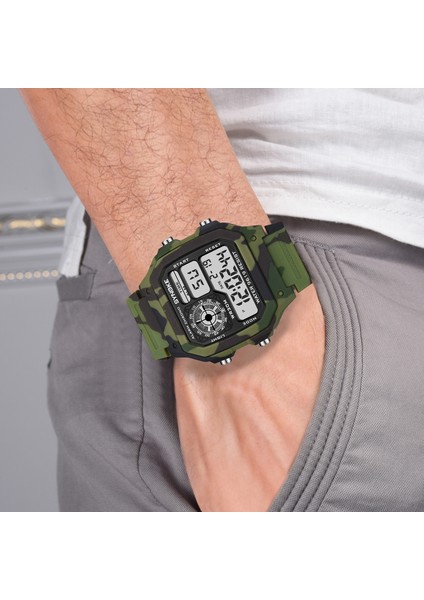 Kamuflaj Gri Synoke Spor Izle Erkekler Su Geçirmez Kamuflaj Askeri Saatler Erkekler Için Kare Kol Saati Adam Saat Erkek Relojes Hombre Digitales (Yurt Dışından)