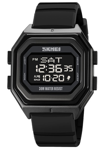 Tüm Siyah Silikon Skmeı Orijinal Marka Dijital Spor Saatler Erkekler Geri Sayım Sayacı Chrono Alarm Arka Işık Kol Saati Takvimli Saat Reloj Hombre (Yurt Dışından)