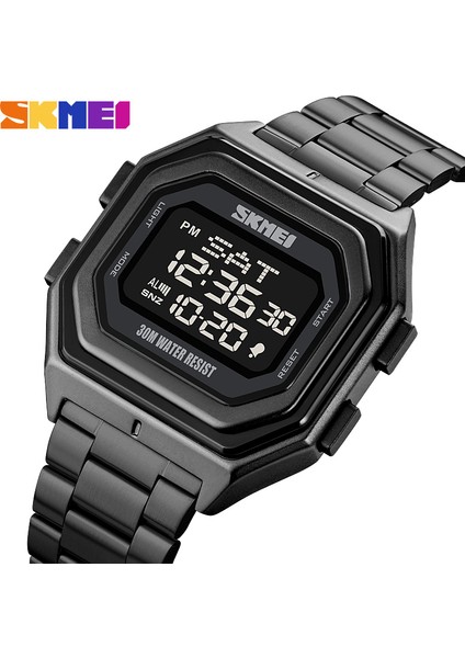 Tüm Siyah Silikon Skmeı Orijinal Marka Dijital Spor Saatler Erkekler Geri Sayım Sayacı Chrono Alarm Arka Işık Kol Saati Takvimli Saat Reloj Hombre (Yurt Dışından)