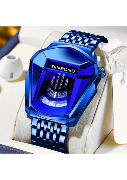 Dokunmatik Mavi Orijinal Bınbond Üst Marka Lüks Askeri Moda Spor Izle Erkekler Altın Bilek Saatler Adam Saat Rahat Chronograph Kol Saati (Yurt Dışından)