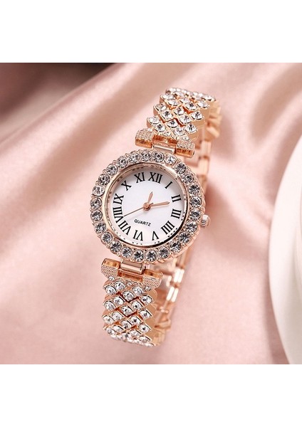 Gül Lüks Bilezik Saatler Kadınlar Kristal Elbise Kol Saatleri Saat Kadın Moda Rahat Kuvars Izle Reloj Mujer Relogio Feminino (Yurt Dışından)
