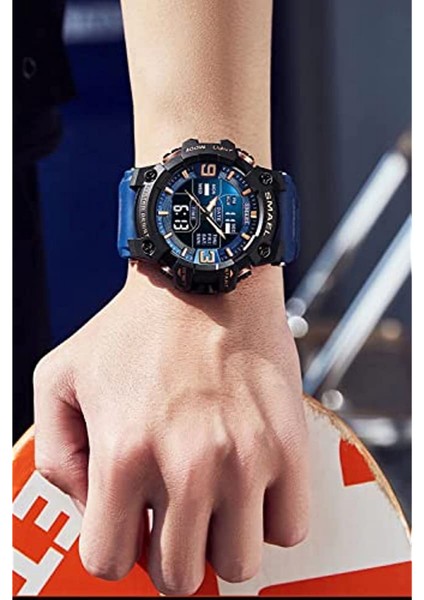 Mavi Smael Erkek Askeri Saatler Açık Spor Dijital Saat Su Geçirmez LED Tarih Alarmı Bilek Saatler Erkekler Için Chronograph Kol Saati (Yurt Dışından) indirimleri