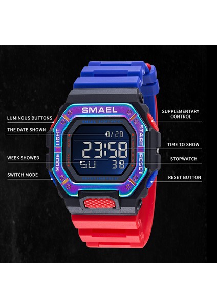 8059BLACK Dijital Izle Erkekler Spor Su Geçirmez Kronometre Çalar Saat Kauçuk Kayış Askeri Saatı 8059 Spor Saatler LED Dijital (Yurt Dışından) fırsatları