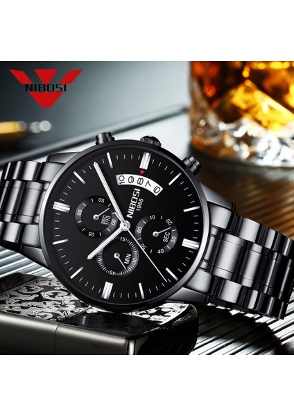 16 Nıbosı Relogio Masculino Erkek Saatler Lüks Ünlü Üst Marka Erkek Moda Gündelik Elbise Izle Askeri Kuvars Saatı Saat (Yurt Dışından) modelleri