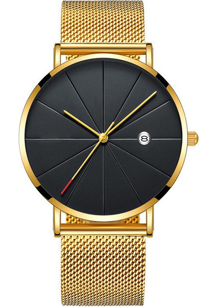 Kahve Yeni Moda Erkek Trend Izle High-End Iş Erkek Kol Saati Örgü Kemer Kuvars Takvimli Saat (Yurt Dışından)