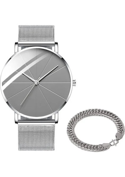Gösterildiği Gibi 6 2022 Minimalist Erkek Moda Saatler Basit Erkekler Iş Ultra Ince Paslanmaz Çelik Hasır Kemer Kuvars Izle Relogio Masculino (Yurt Dışından)
