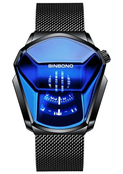 Örgü Siyah Orijinal Bınbond Üst Marka Lüks Askeri Moda Spor Izle Erkekler Altın Bilek Saatler Adam Saat Rahat Chronograph Kol Saati (Yurt Dışından)