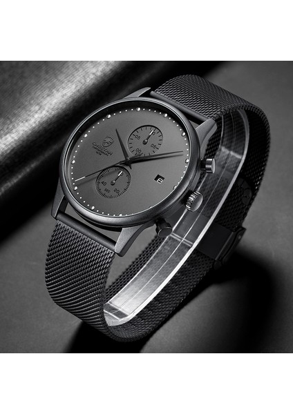 Gümüş Siyah Yeni Cheetah Marka Erkek Saatler Chronograph Quartz Saat Erkekler Paslanmaz Çelik Su Geçirmez Spor Saat Saatler Iş Reloj Hombre (Yurt Dışından)