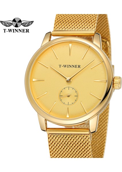 F T-Kazanan Basit Hava Şeridi Tırnak Ölçeği Boyut Halkası Mekanik Saat Siyah Altın Dairesel Saat Çelik Kayış Saat (Yurt Dışından) fiyatları