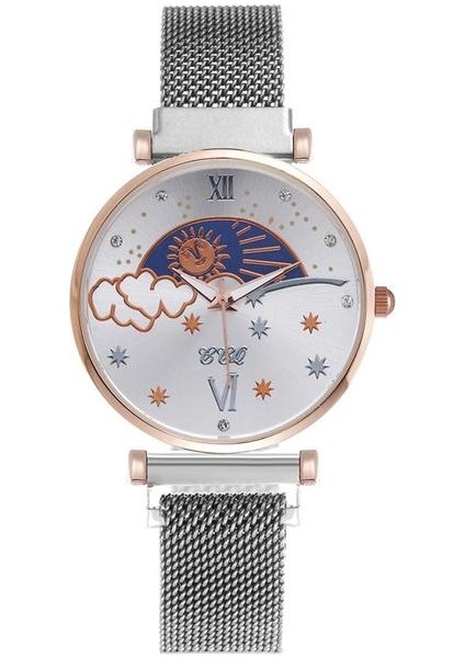 Gümüş 2020 Kadın Saatler Hediye Bilezik Izle Gül Altın Mıknatıs Toka Yıldızlı Gökyüzü Aydınlık Bilezik Saatler Zegarek Damski Reloj Mujer (Yurt Dışından)