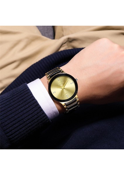 Siyah Erkek Moda Lüks Iş Kol Saati 2022 Yeni Marka Unisex Blok Renkli Çelik Kayış Kadın Gündelik Izle Saat Takım Elbise Eşleşen (Yurt Dışından) modelleri