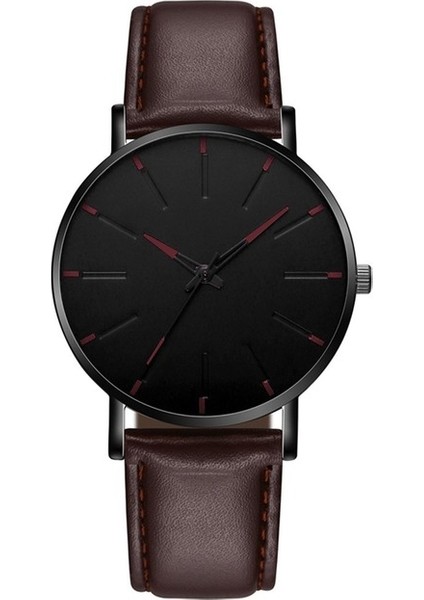 P Erkekler Lüks Saatler Kuvars Paslanmaz Çelik Kadran Rahat Bracele Izle Yuvarlak Sadelik Deri Kayış Kol Saatleri Saat Montre (Yurt Dışından)