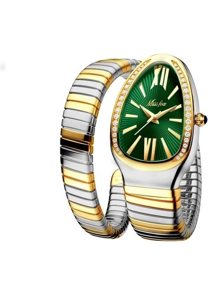 Gümüş Altın Yeşil Gümüş Çelik Bilezik Saatler Kadınlar 2022 Moda Bayanlar Kuvars Izle Kadın Yılan Şekli Relogio Femenino Yaratıcı Xfcs Bileklik Yeni (Yurt Dışından)