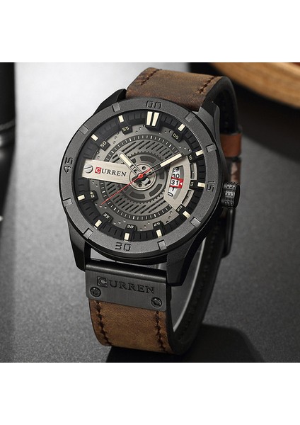 Siyah Beyaz Curren 8301 Spor Saat Lüks Marka Askeri Saatler Erkek Analog Tarih Kuvars Izle Erkekler Rahat Deri Bilek Izle Dropshipping (Yurt Dışından)
