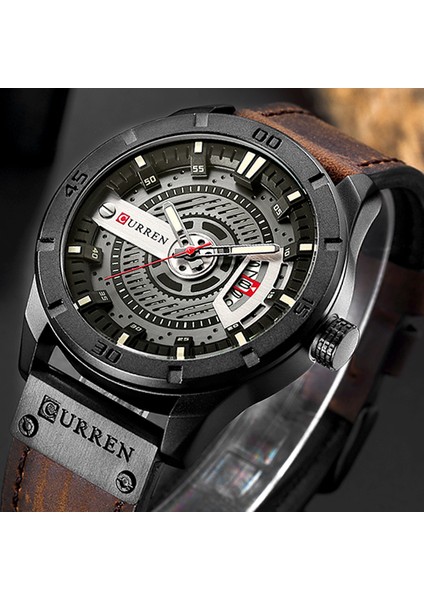 Siyah Beyaz Curren 8301 Spor Saat Lüks Marka Askeri Saatler Erkek Analog Tarih Kuvars Izle Erkekler Rahat Deri Bilek Izle Dropshipping (Yurt Dışından)