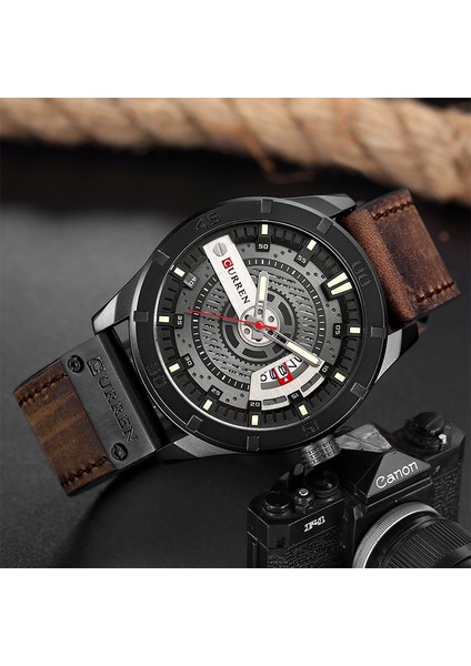 Siyah Beyaz Curren 8301 Spor Saat Lüks Marka Askeri Saatler Erkek Analog Tarih Kuvars Izle Erkekler Rahat Deri Bilek Izle Dropshipping (Yurt Dışından)