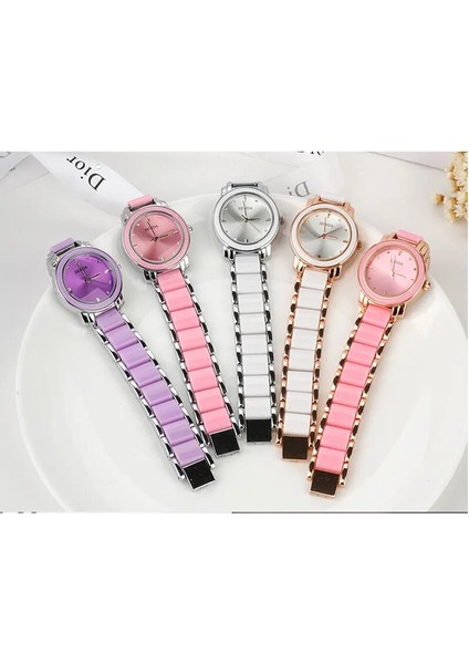 8440-BEYAZ Kadın Saatler Top Marka Lüks Su Geçirmez Gül Altın Bilezik Izle Kadın Seramik Kuvars Izle Bayanlar 2022 Reloj Mujer Elegante (Yurt Dışından) indirimleri