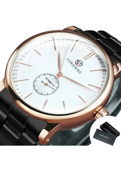 Bo Siyah-Rg-Beyaz Forsınıng Minimalist Erkekler Mekanik Saat Otomatik Erkek Saatler Top Marka Lüks Paslanmaz Çelik Kayış Relogio Masculino Yeni (Yurt Dışından)