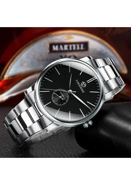 Bo Siyah-Rg-Beyaz Forsınıng Minimalist Erkekler Mekanik Saat Otomatik Erkek Saatler Top Marka Lüks Paslanmaz Çelik Kayış Relogio Masculino Yeni (Yurt Dışından) fırsatları