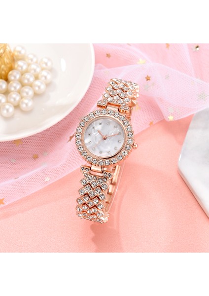 Gül Altın Set 2 Adet Set Lüks Kadın Gül Altın Izle Moda Bayanlar Kuvars Elmas Kol Saati Zarif Kadın Bilezik Saatler Reloj Mujer (Yurt Dışından) indirimleri