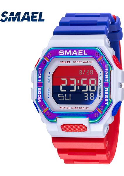 8059RED Dijital Izle Erkekler Spor Su Geçirmez Kronometre Çalar Saat Kauçuk Kayış Askeri Saatı 8059 Spor Saatler LED Dijital (Yurt Dışından) modelleri