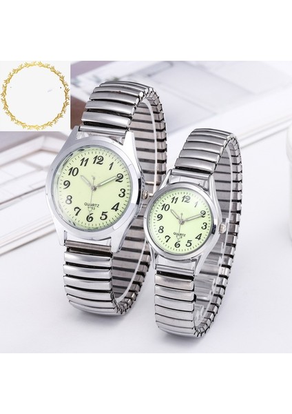Şerit Kadın Glow Moda Vintage Iş Kadın Erkek Elastik Altın Şerit Kuvars Izle Gelgit Severler Çift Parti Ofis Hediyeleri Bilezik Saatler (Yurt Dışından)