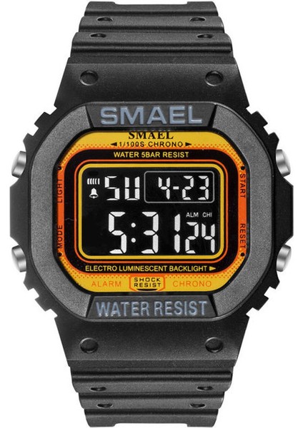 1801 Siyah Turuncu Smael Erkekler Için Dijital Saat 50 M Su Geçirmez LED Ekran Otomatik Tarih Elektronik Kol Saati Askeri Spor Saatler Erkek Часы Мужские (Yurt Dışından)