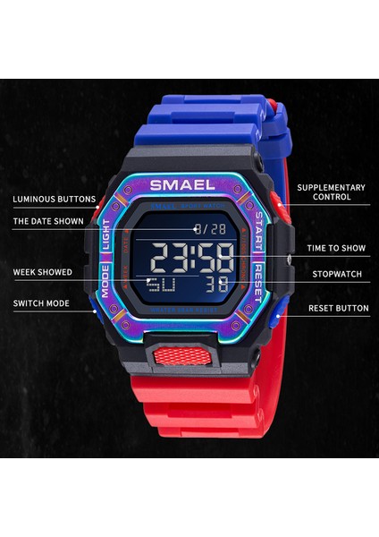 1801 Siyah Turuncu Smael Erkekler Için Dijital Saat 50 M Su Geçirmez LED Ekran Otomatik Tarih Elektronik Kol Saati Askeri Spor Saatler Erkek Часы Мужские (Yurt Dışından) modelleri