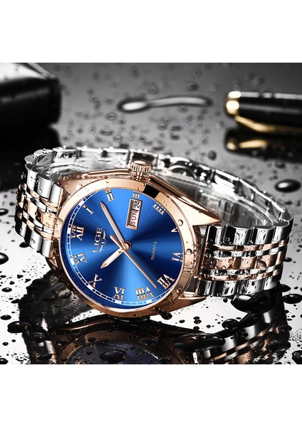 Gümüş Lıge Kuvars Erkek Izle Üst Marka Iş Paslanmaz Çelik Lüks Su Geçirmez Saat Hafta Moda Spor Kol Saati Relogio Masculino (Yurt Dışından) fırsatları