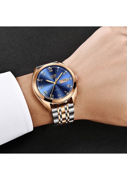 Gümüş Lıge Kuvars Erkek Izle Üst Marka Iş Paslanmaz Çelik Lüks Su Geçirmez Saat Hafta Moda Spor Kol Saati Relogio Masculino (Yurt Dışından) indirimleri