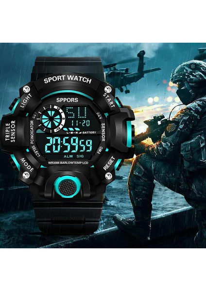 Siyah Moda Piyade Spor Elektronik Izle Yeni LED Su Geçirmez G Aydınlık Şok El Saati Erkekler Kadınlar Için Dijital Maliyet Kol Saati (Yurt Dışından)