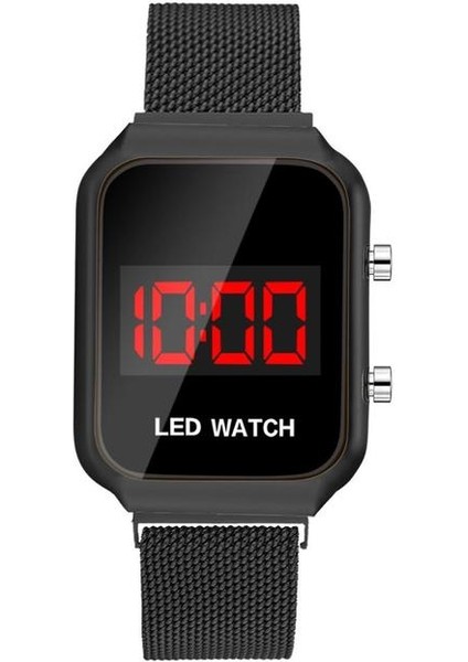 Siyah Moda Dikdörtgen Saatler Erkekler LED Dijital Saatler Erkekler Lüks Gül Altın Manyetik Örgü Band Elektronik Kol Saatleri Reloj Hombre (Yurt Dışından)