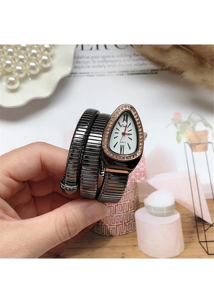 Newdesign Blackwhite Serin Yılan Bileklik Saatler Kadın Moda Sonsuzluk Bileklik Izle Şık Kızlar Marka Kuvars Saat Religios Relojes Montre Femme (Yurt Dışından)