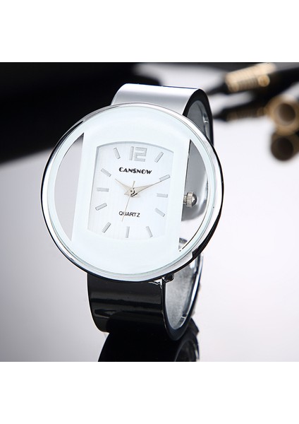 Gümüş Beyaz Yeni Moda Kadın Bilezik Izle Lüks Marka Gümüş Altın Kuvars Kol Saati Saat Bayanlar Elbise Relógio Montre Femme Reloj Mujer (Yurt Dışından)