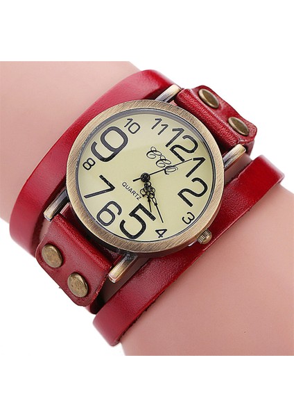 Kırmızı Lüks Marka Vintage Inek Deri Bilezik Izle Kadın Deri Bambu Kadın Saati Klasik Reloj Mujer 2021 Relogio Feminino (Yurt Dışından) fiyatları