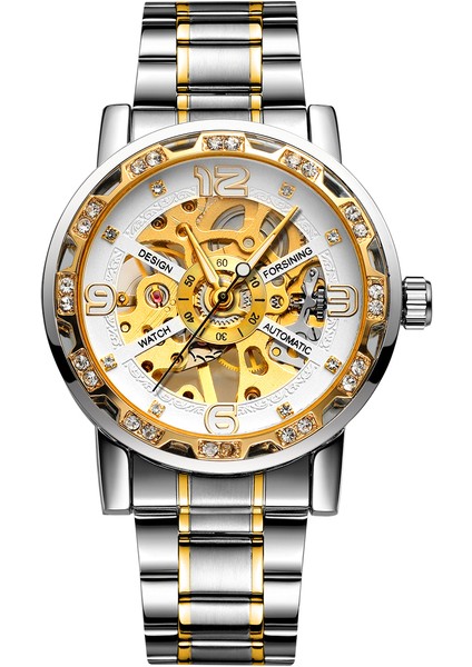 06 Forsınıng Avrupa ve Amerikan Basit Rüzgar Aydınlık Mekanik Saat Içi Boş Yuvarlak Siyah Çelik Şerit Izle Erkek Mekanik Saat (Yurt Dışından)