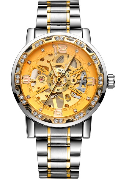 04 Forsınıng Avrupa ve Amerikan Basit Rüzgar Aydınlık Mekanik Saat Içi Boş Yuvarlak Siyah Çelik Şerit Izle Erkek Mekanik Saat (Yurt Dışından)