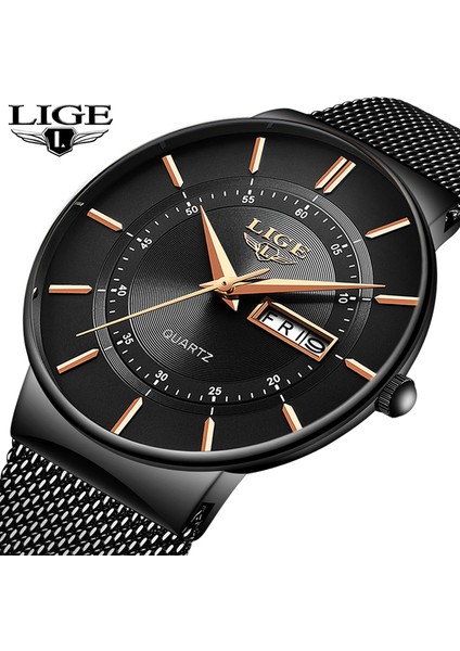 Siyah Gül Altın Lıge Erkek Saatler Üst Marka Lüks Su Geçirmez Ultra Ince Tarih Saat Erkek Çelik Kayış Rahat Kuvars Izle Erkekler Spor Kol Saati (Yurt Dışından) fiyatları