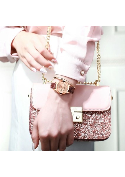 Gül Altın Kahverengi Lls Lüks Moda Kadın Bilezik Izle Kadın Rahat Su Geçirmez Kuvars Bayan Elbise Saatler Hediye Sevgilisi Saat Relogio Feminino (Yurt Dışından)