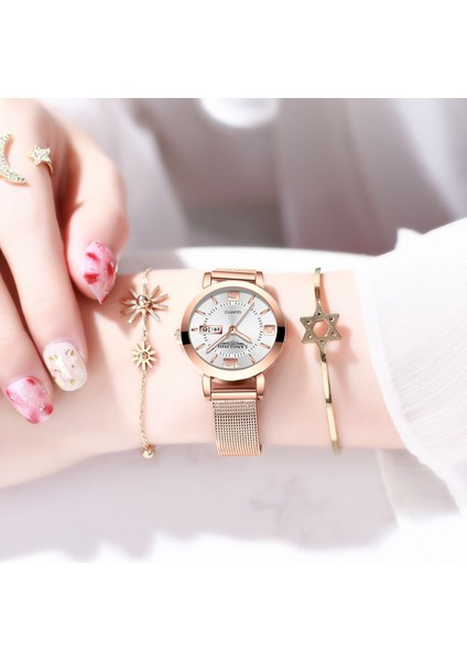 Gül Altın Kahverengi Lls Lüks Moda Kadın Bilezik Izle Kadın Rahat Su Geçirmez Kuvars Bayan Elbise Saatler Hediye Sevgilisi Saat Relogio Feminino (Yurt Dışından) fırsatları