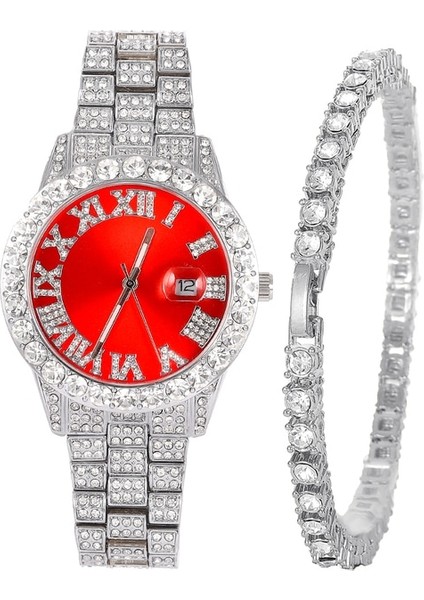 Bir Dizi Tam Rhinestones Kaplamalı Buzlu Out Izle Bilezik Kadınlar Için Erkek Küba Link Zinciri Bilezik Izle Hip Hop Erkekler Izle Set Takı (Yurt Dışından)