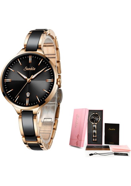 Siyah Gül Siyah Reloj Mujer Sunkta Moda Kadın Saatler Gül Kırmızı Bayanlar Bilezik Saatler 2019NEW Kadınlar Için Yaratıcı Su Geçirmez Kuvars Saatler (Yurt Dışından)