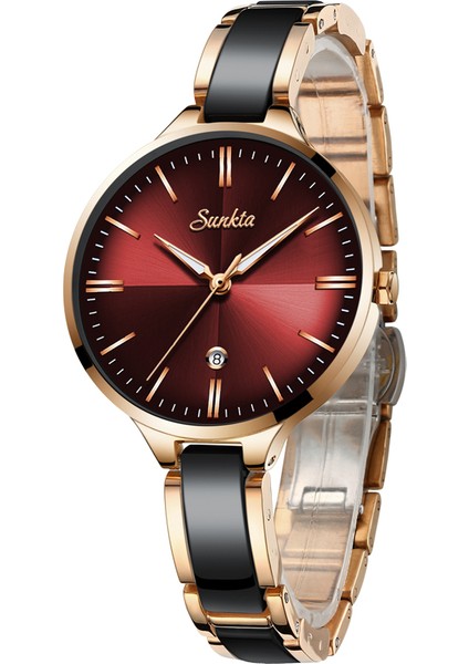 Siyah Gül Siyah Reloj Mujer Sunkta Moda Kadın Saatler Gül Kırmızı Bayanlar Bilezik Saatler 2019NEW Kadınlar Için Yaratıcı Su Geçirmez Kuvars Saatler (Yurt Dışından) fiyatları