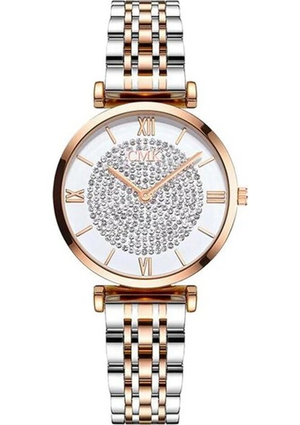 Model 1 Gümüş Lüks Kristal Kadın Bilezik Saatler Üst Marka Moda Elmas Bayanlar Kuvars Izle Çelik Kadın Kol Saati Montre Femme Relogio (Yurt Dışından)