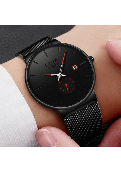 Siyah Mavi 2023 Lıge Erkek Saatler Üst Marka Lüks Moda Bilek Izle Erkekler Için Kuvars Saat Saat Erkek Ultra-Ince Örgü Kemer Su Geçirmez + Kutu (Yurt Dışından) modelleri