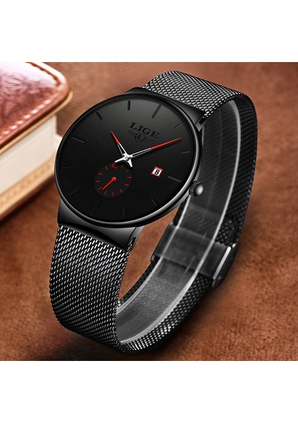 Siyah Mavi 2023 Lıge Erkek Saatler Üst Marka Lüks Moda Bilek Izle Erkekler Için Kuvars Saat Saat Erkek Ultra-Ince Örgü Kemer Su Geçirmez + Kutu (Yurt Dışından) indirimleri